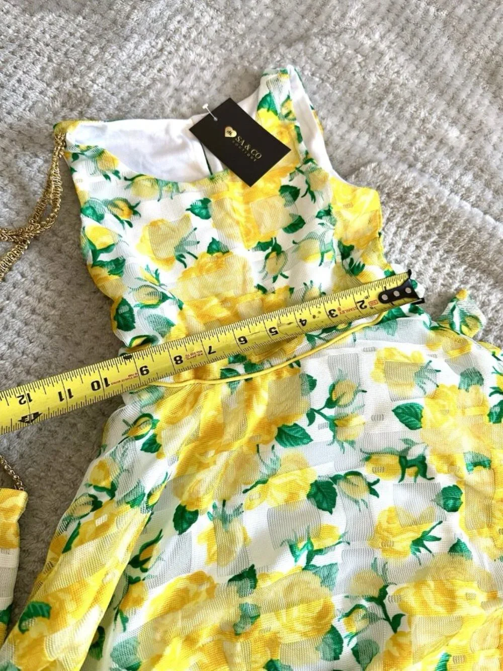 Girls Size 6 Yellow Floral High Low Dress Purse 2 Piece Set NWT 0526